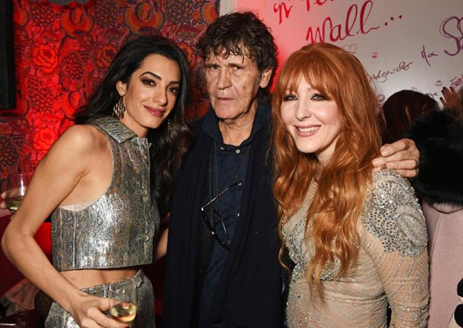 LONDON, ENGLAND - DECEMBER 03: (L to R) Amal Clooney, Lance Tilbury and Charlotte Tilbury attend Charlotte Tilbury's naughty Christmas party celebrating the launch of Charlotte's new flagship beauty boutique in Covent Garden on December 3, 2015 in London, England. (Photo by David M. Benett/Dave Benett/Getty Images for Charlotte Tilbury)