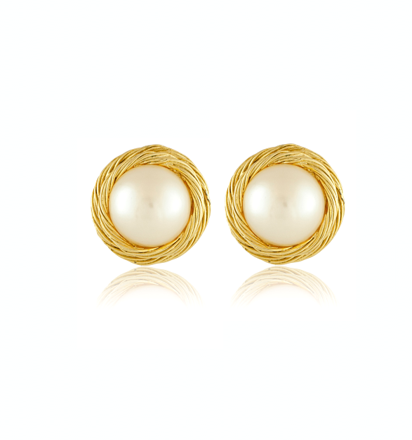 vintage jewelry_vintage givenchy pearl and twisted gold earrings_main